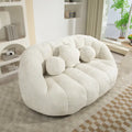 Causeuse de canapé rembourrée en chenille nuage blanc avec oreillers ronds