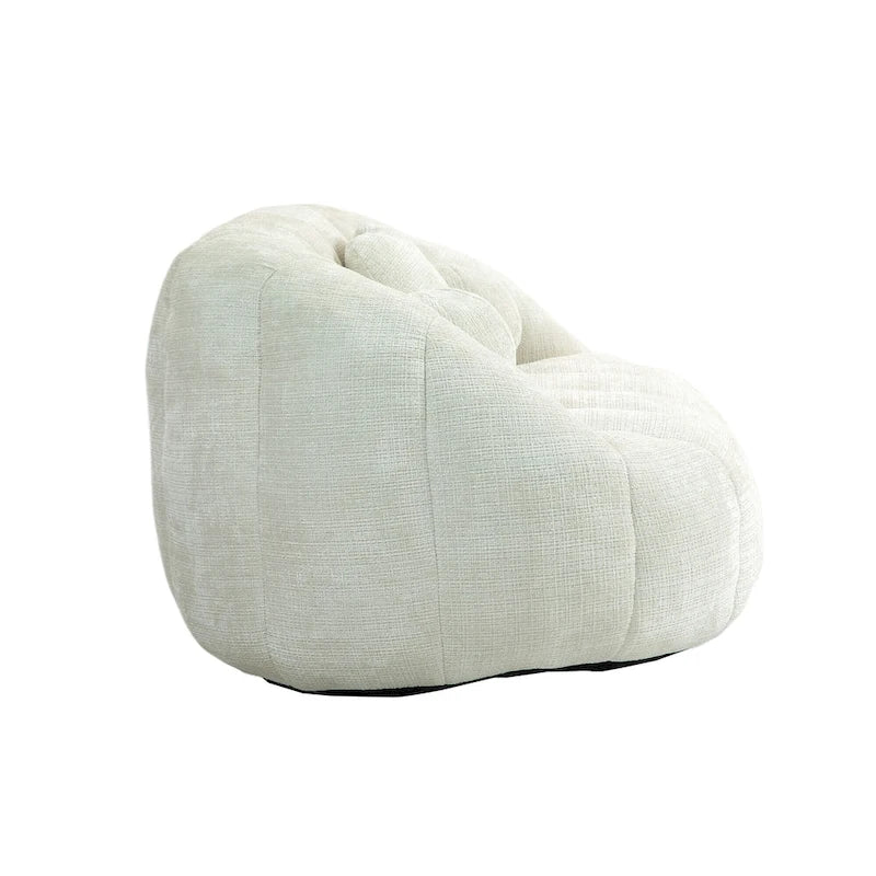 Causeuse de canapé rembourrée en chenille nuage blanc avec oreillers ronds