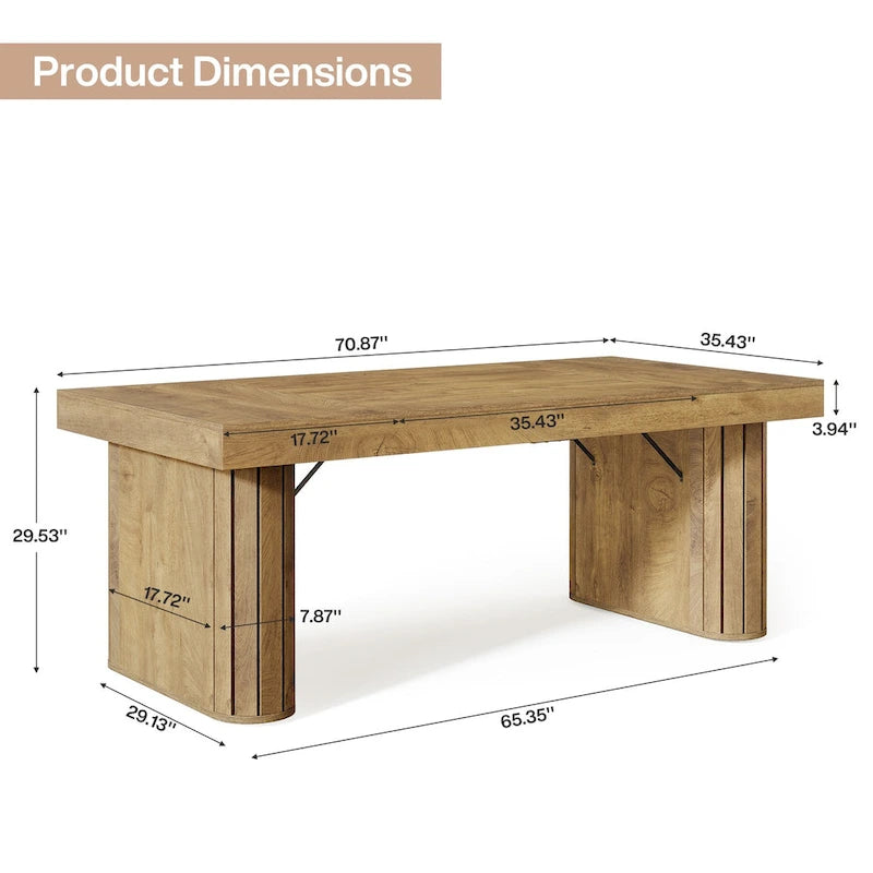 Grand bureau d'ordinateur de direction rustique marron avec base ovale pour bureau à domicile