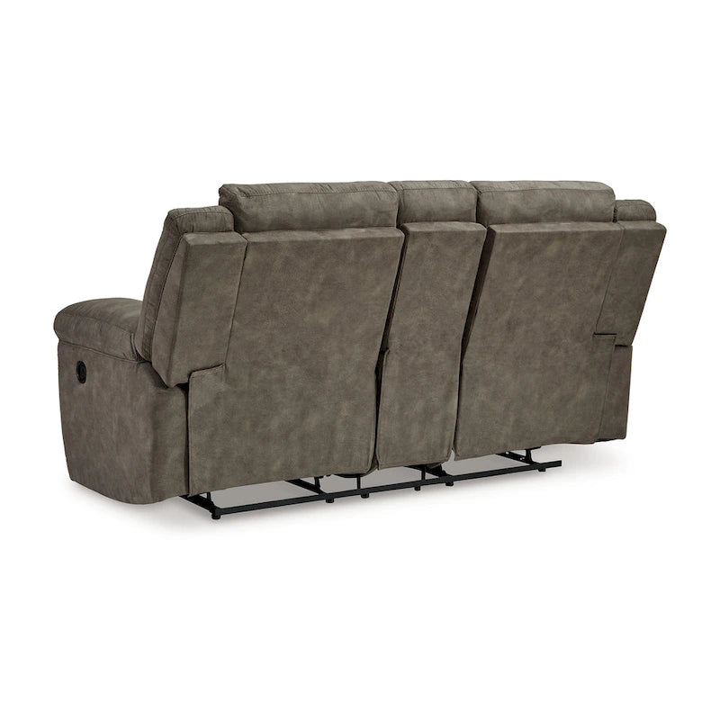 Causeuse inclinable double manuelle surdimensionnée avec console de rangement, marron