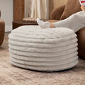 Pouf rembourré rond en fausse fourrure côtelée, gris