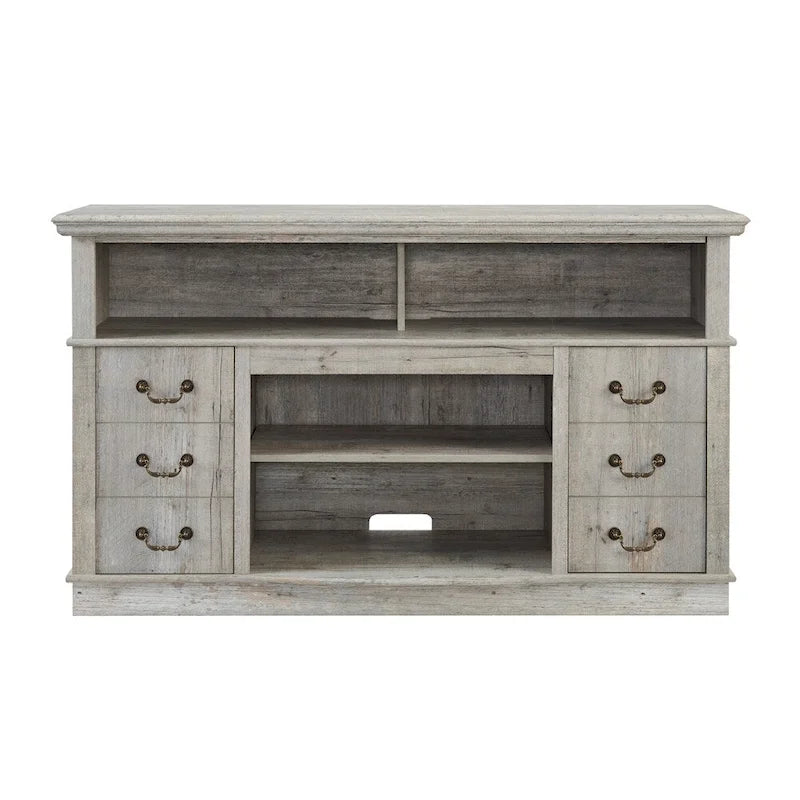 Meuble TV de ferme de 60 pouces avec étagères ouvertes et rangement en armoire Espresso