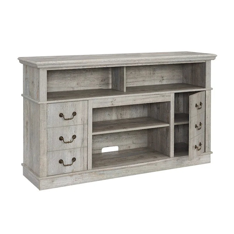 Meuble TV de ferme de 60 pouces avec étagères ouvertes et rangement en armoire Espresso