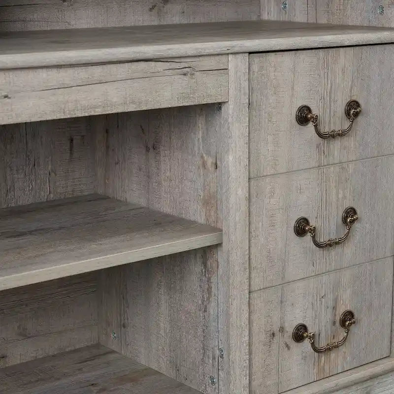 Meuble TV de ferme de 60 pouces avec étagères ouvertes et rangement en armoire Espresso