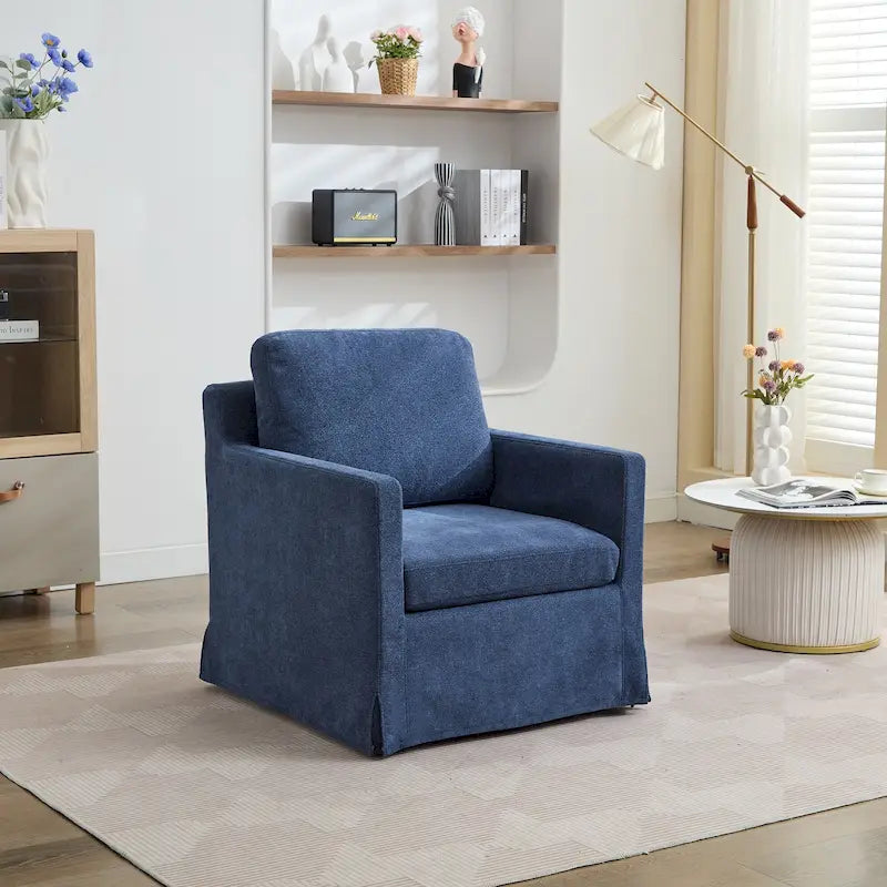 Fauteuil d'appoint pivotant à 360° Chenille avec dossier enveloppant et coussin amovible