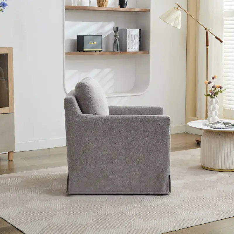 Fauteuil d'appoint pivotant à 360° Chenille avec dossier enveloppant et coussin amovible