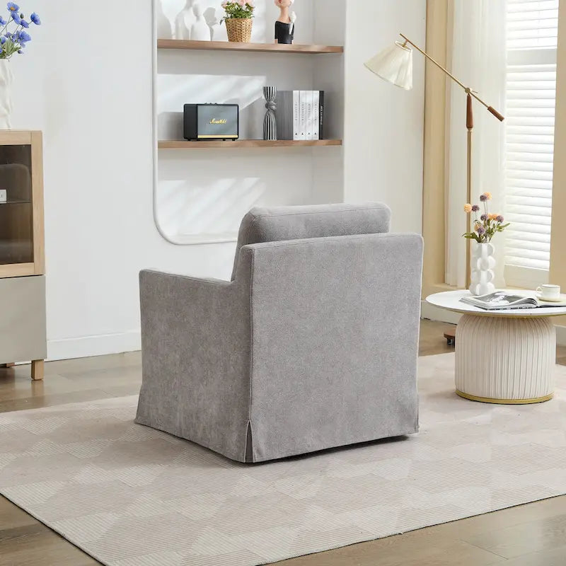 Fauteuil d'appoint pivotant à 360° Chenille avec dossier enveloppant et coussin amovible