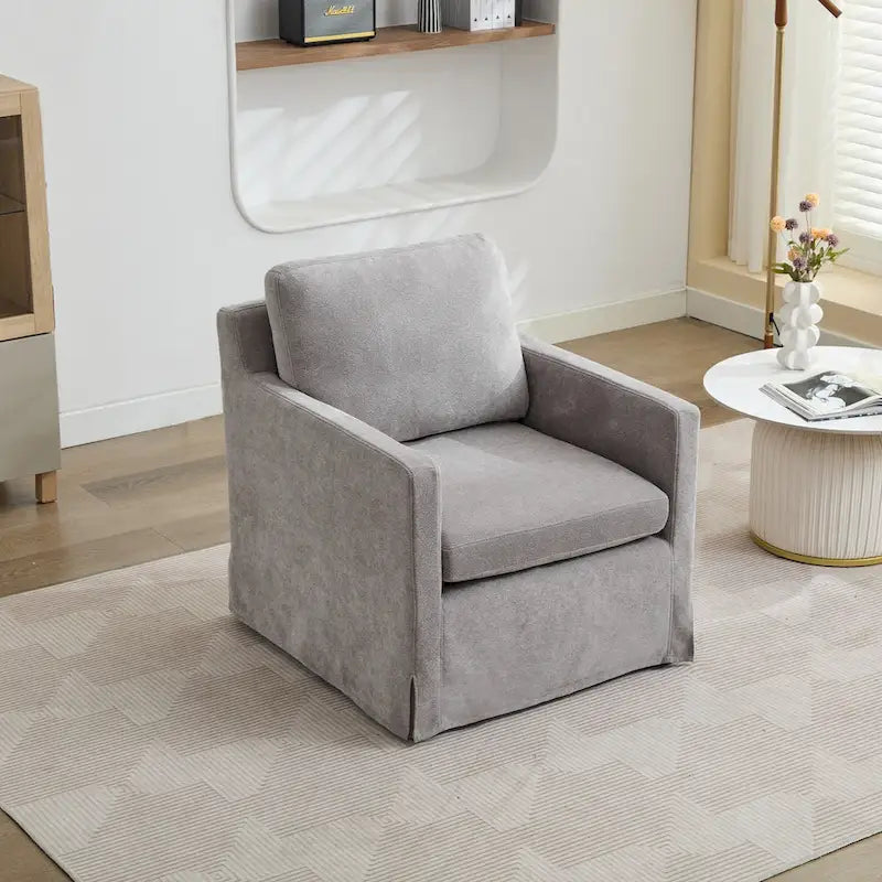 Fauteuil d'appoint pivotant à 360° Chenille avec dossier enveloppant et coussin amovible