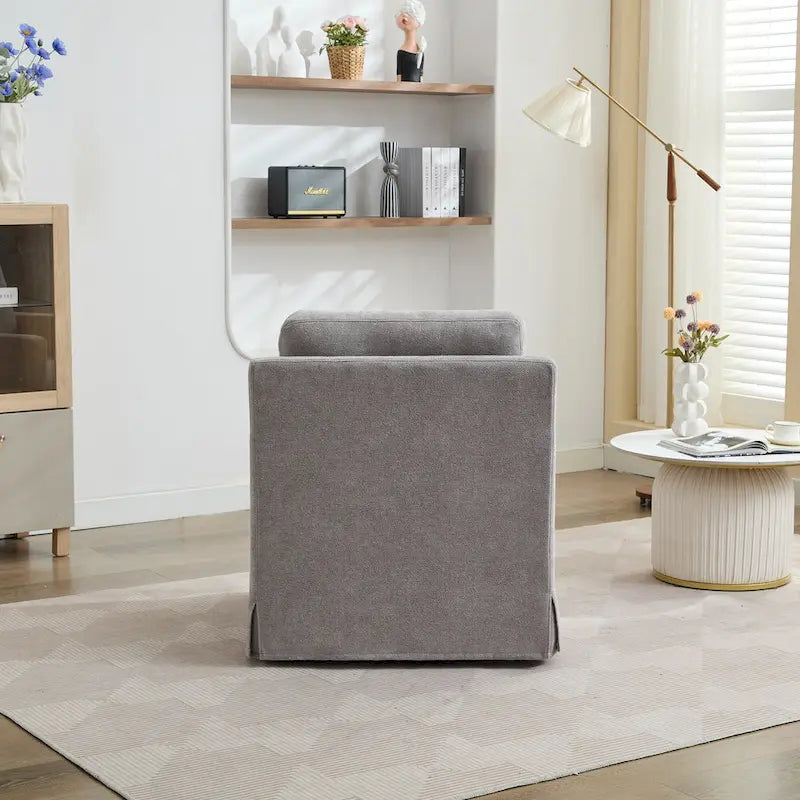 Fauteuil d'appoint pivotant à 360° Chenille avec dossier enveloppant et coussin amovible