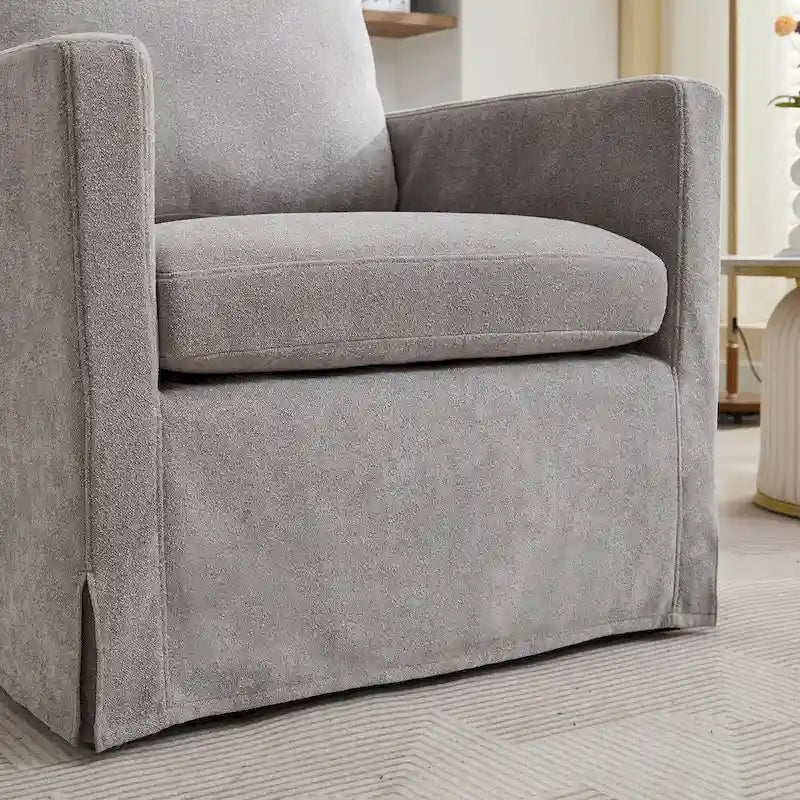 Fauteuil d'appoint pivotant à 360° Chenille avec dossier enveloppant et coussin amovible
