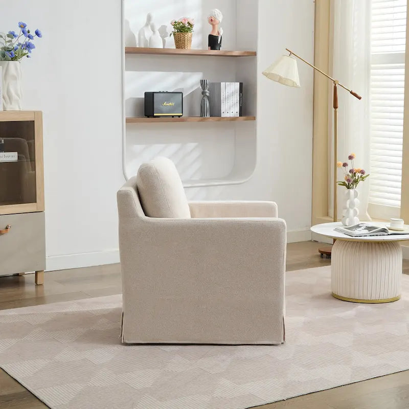 Fauteuil d'appoint pivotant à 360° Chenille avec dossier enveloppant et coussin amovible