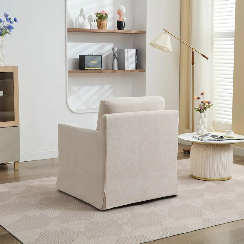 Fauteuil d'appoint pivotant à 360° Chenille avec dossier enveloppant et coussin amovible
