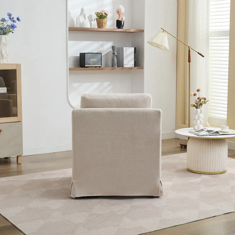 Fauteuil d'appoint pivotant à 360° Chenille avec dossier enveloppant et coussin amovible