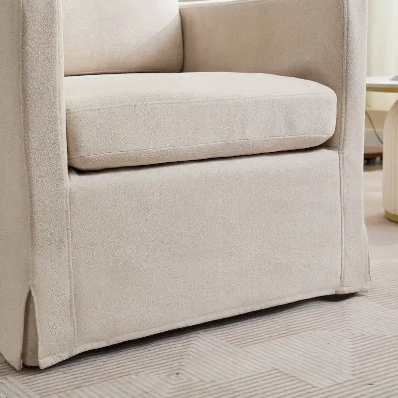 Fauteuil d'appoint pivotant à 360° Chenille avec dossier enveloppant et coussin amovible