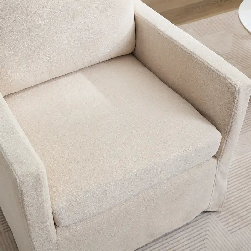 Fauteuil d'appoint pivotant à 360° Chenille avec dossier enveloppant et coussin amovible