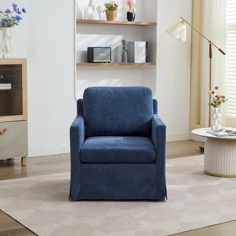 Fauteuil d'appoint pivotant à 360° Chenille avec dossier enveloppant et coussin amovible