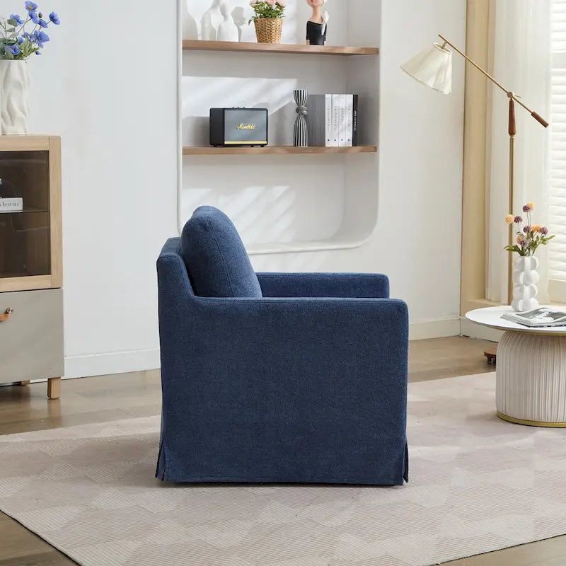 Fauteuil d'appoint pivotant à 360° Chenille avec dossier enveloppant et coussin amovible