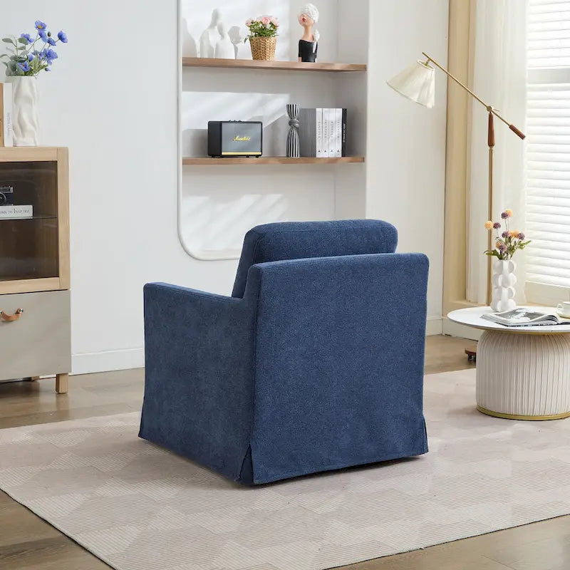 Fauteuil d'appoint pivotant à 360° Chenille avec dossier enveloppant et coussin amovible