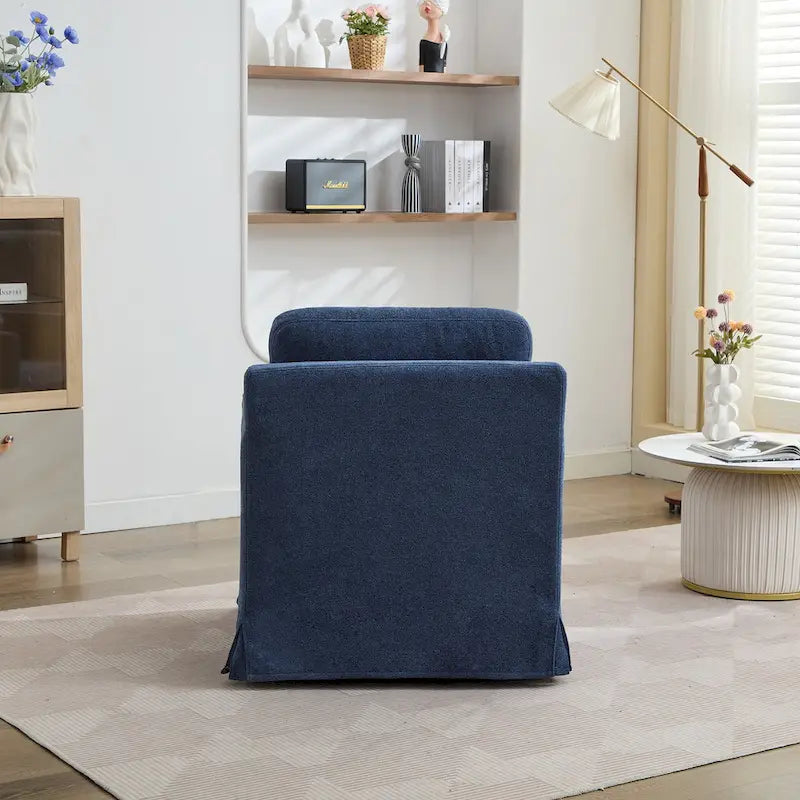 Fauteuil d'appoint pivotant à 360° Chenille avec dossier enveloppant et coussin amovible