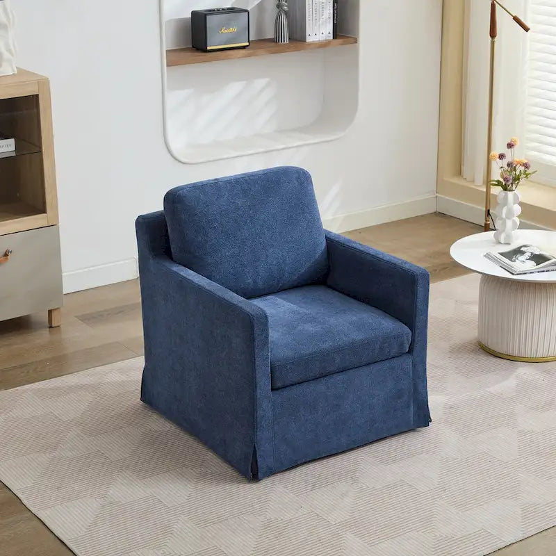 Fauteuil d'appoint pivotant à 360° Chenille avec dossier enveloppant et coussin amovible