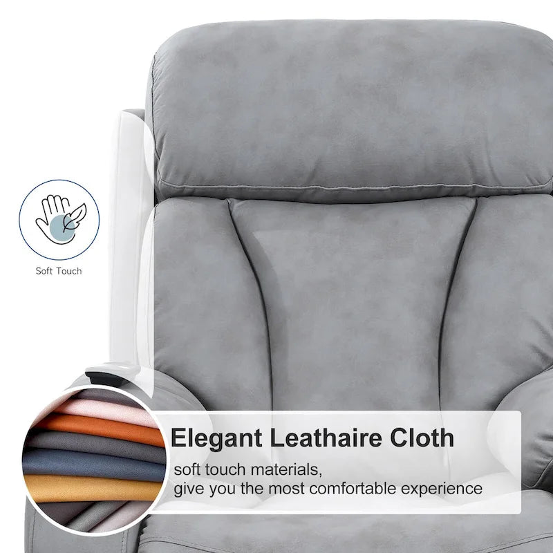 Fauteuil inclinable releveur avec télécommande, rembourrage épais, poche latérale, cadre robuste, tissu gris clair