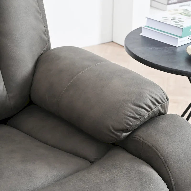 Fauteuil inclinable releveur avec télécommande, rembourrage épais, poche latérale, cadre robuste, tissu gris clair