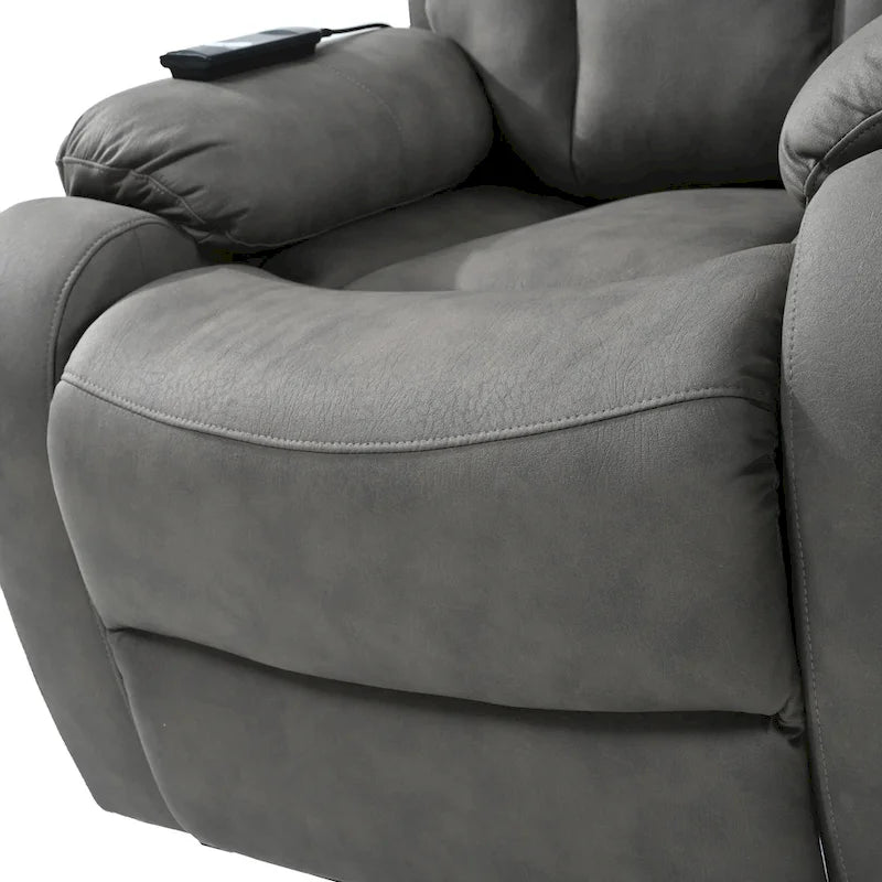 Fauteuil inclinable releveur avec télécommande, rembourrage épais, poche latérale, cadre robuste, tissu gris clair