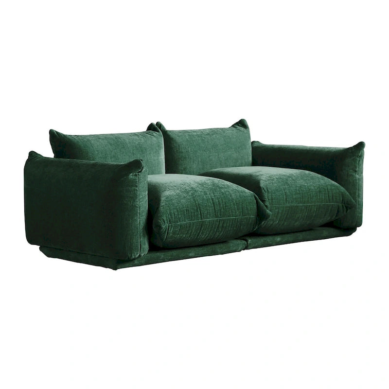 Canapé moderne avec coussins nuages surdimensionnés beige orange vert noir
