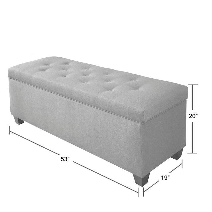 Banc de rangement en lin capitonné avec couvercle hydraulique