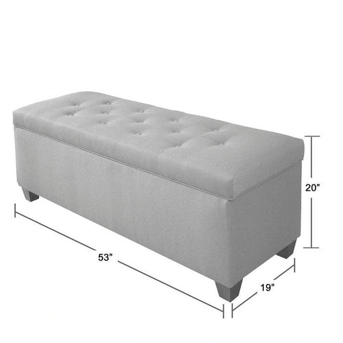 Banc de rangement en lin capitonné avec couvercle hydraulique