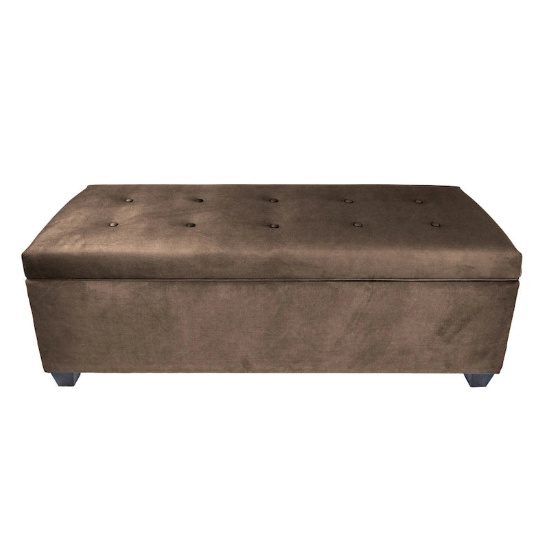 Banc de rangement en lin capitonné avec couvercle hydraulique