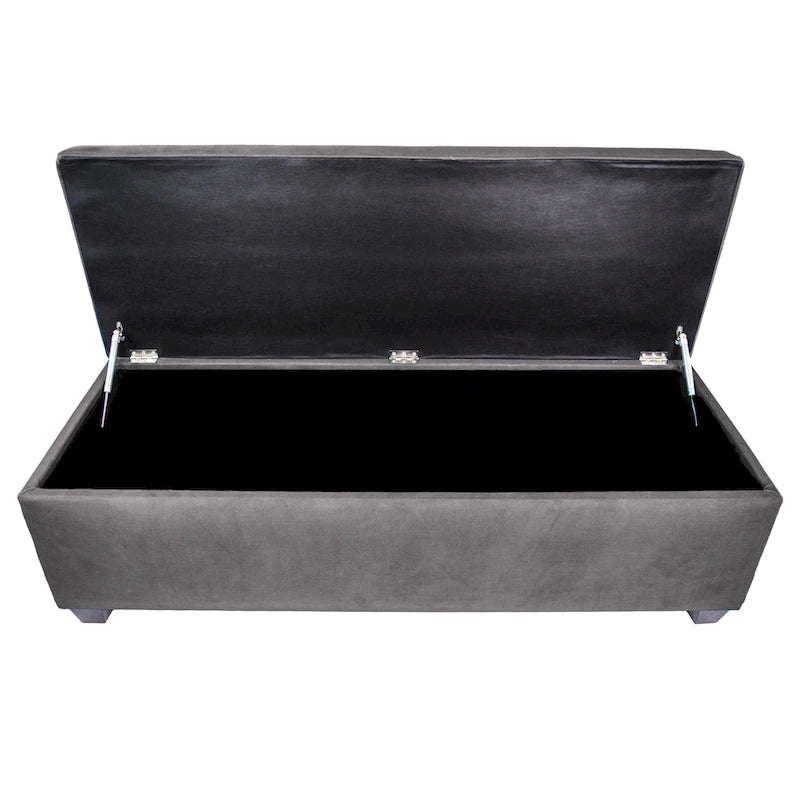 Banc de rangement en lin capitonné avec couvercle hydraulique