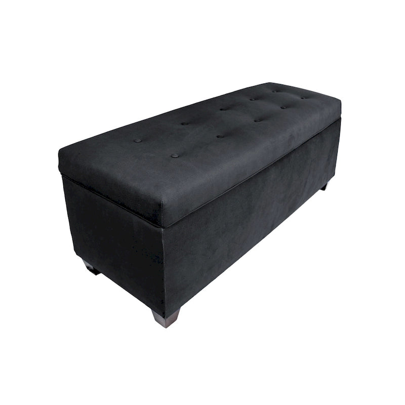 Banc de rangement en lin capitonné avec couvercle hydraulique