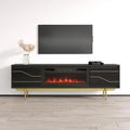 Meuble TV avec cheminée électrique télécommandée Noir Brillant