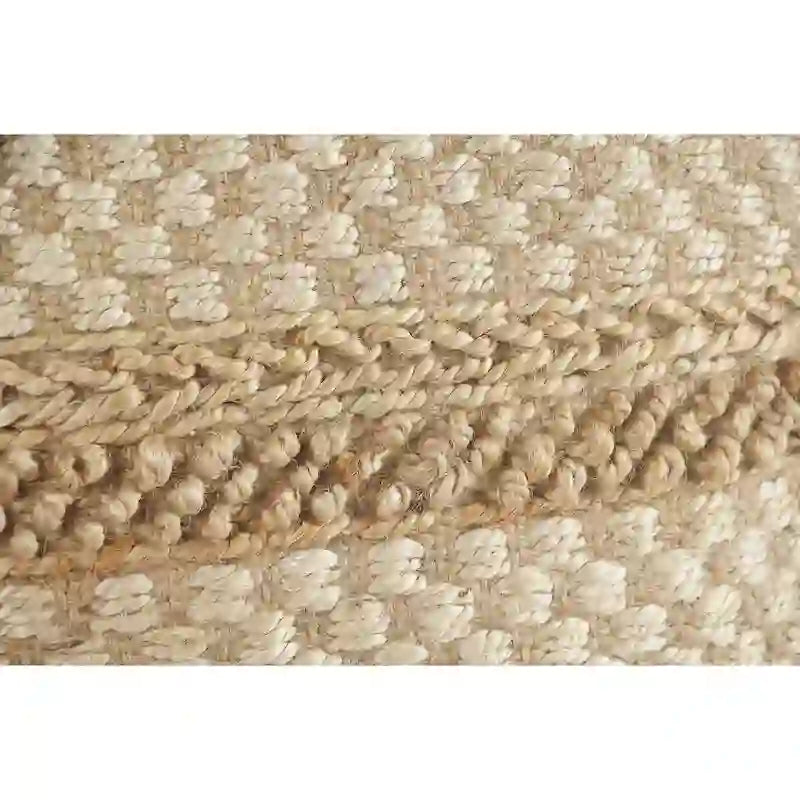 Pouf Cube Damier Jute Naturel Tan Écru Repose-Pieds Ottomane Tissée d'Appoint