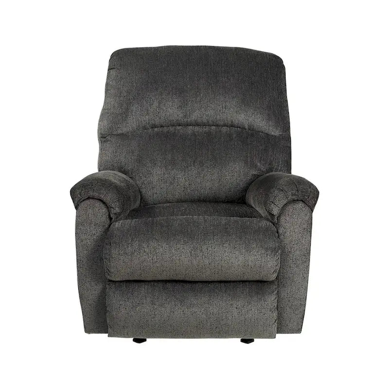 Fauteuil inclinable à bascule en tissu gris anthracite avec coussins en mousse haute résilience