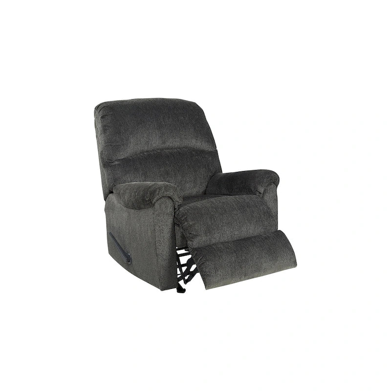 Fauteuil inclinable à bascule en tissu gris anthracite avec coussins en mousse haute résilience