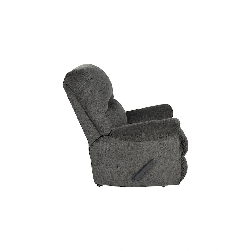 Fauteuil inclinable à bascule en tissu gris anthracite avec coussins en mousse haute résilience