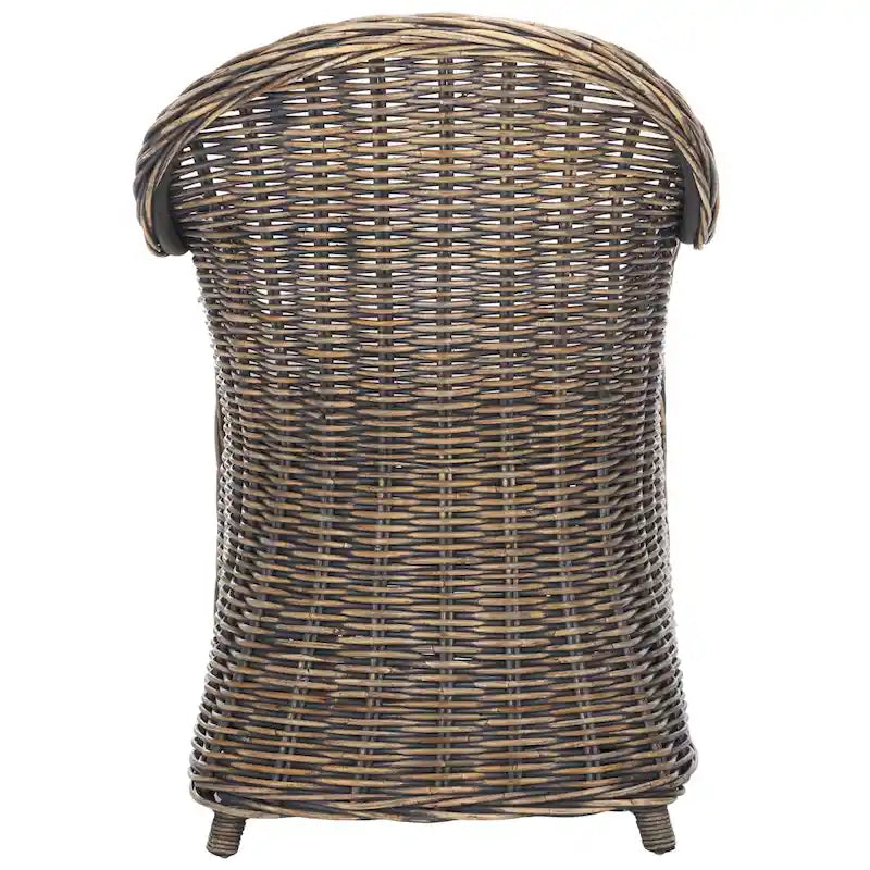 Fauteuil club en rotin naturel Kubu avec coussin, accent tressé jaune