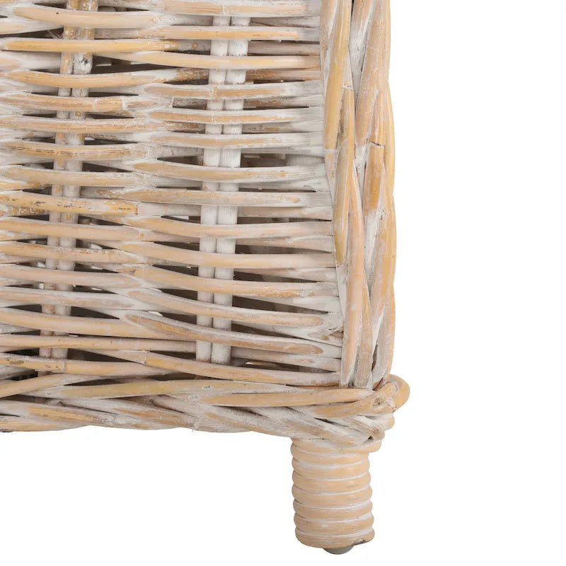 Fauteuil club en rotin naturel Kubu avec coussin, accent tressé jaune
