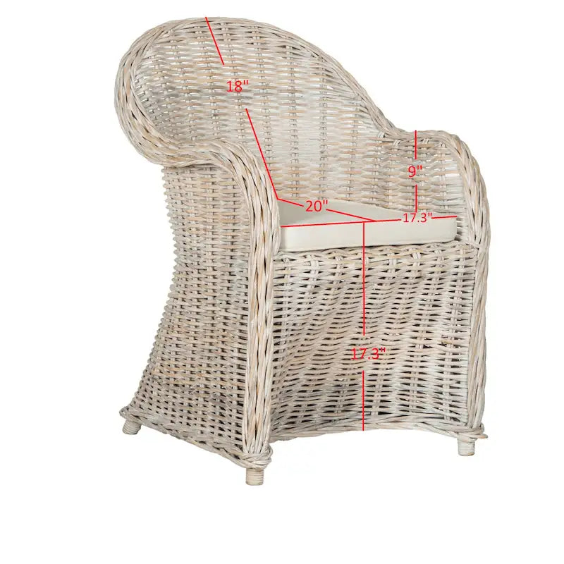 Fauteuil club en rotin naturel Kubu avec coussin, accent tressé jaune