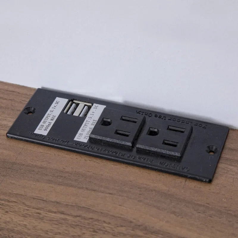 Lit Plateforme avec Tête de Lit Étagère Rangement USB Tiroirs Bois Naturel Blanc