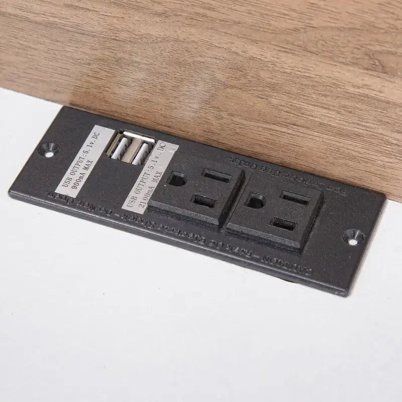 Lit Plateforme avec Tête de Lit Étagère Rangement USB Tiroirs Bois Naturel Blanc
