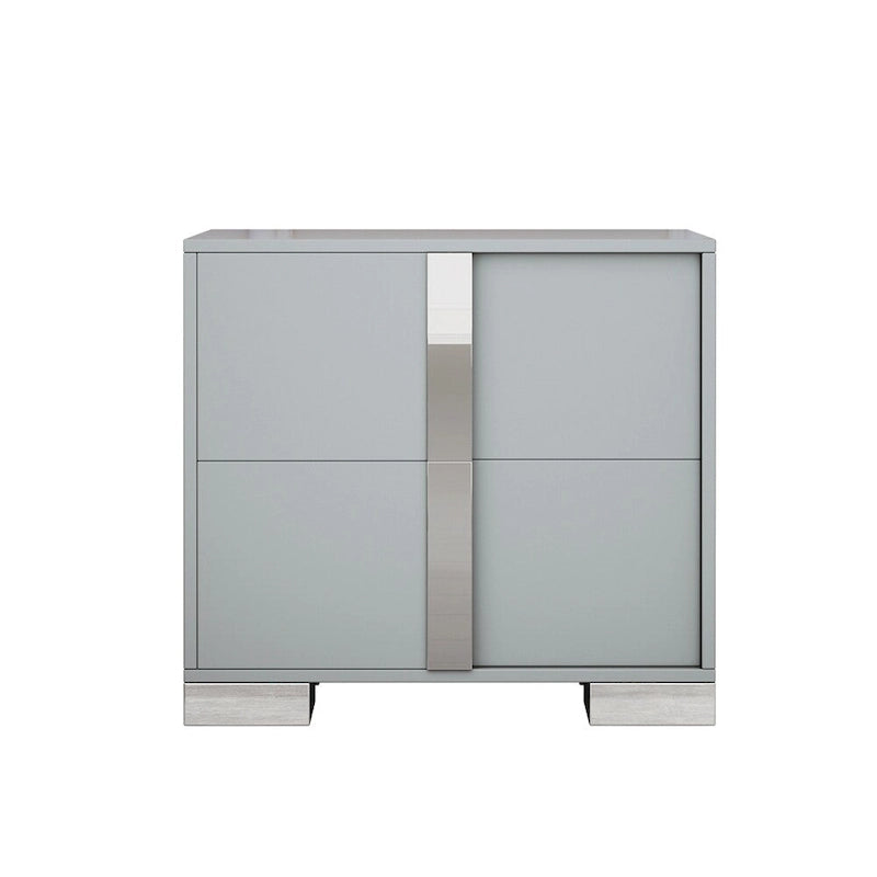 Table de chevet à 2 tiroirs miroir ultra brillante avec pieds en métal argenté