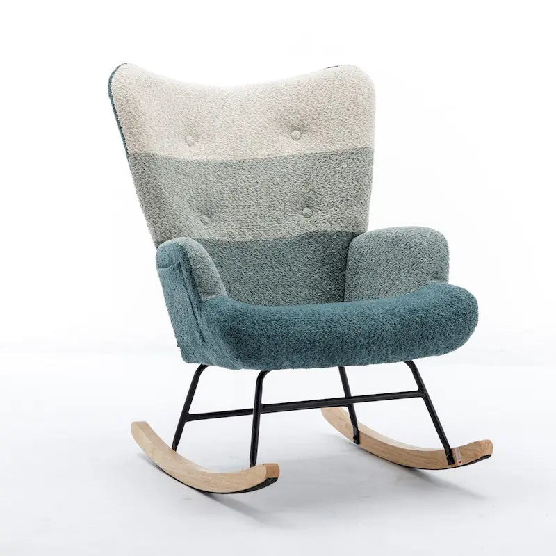 Fauteuil à bascule d'appoint capitonné patchwork avec dossier haut incurvé multicolore
