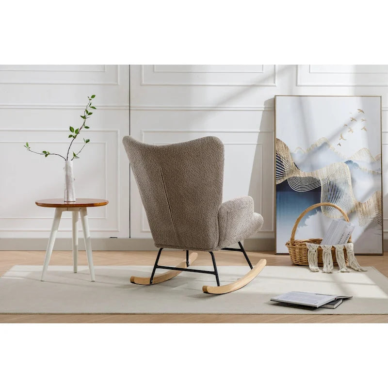 Fauteuil à bascule d'appoint capitonné patchwork avec dossier haut incurvé multicolore