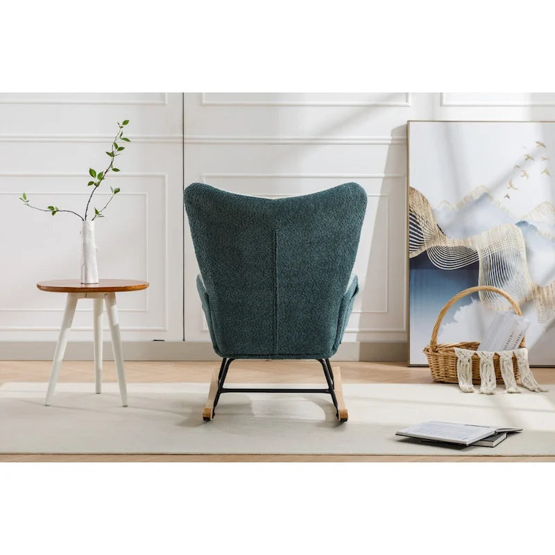 Fauteuil à bascule d'appoint capitonné patchwork avec dossier haut incurvé multicolore