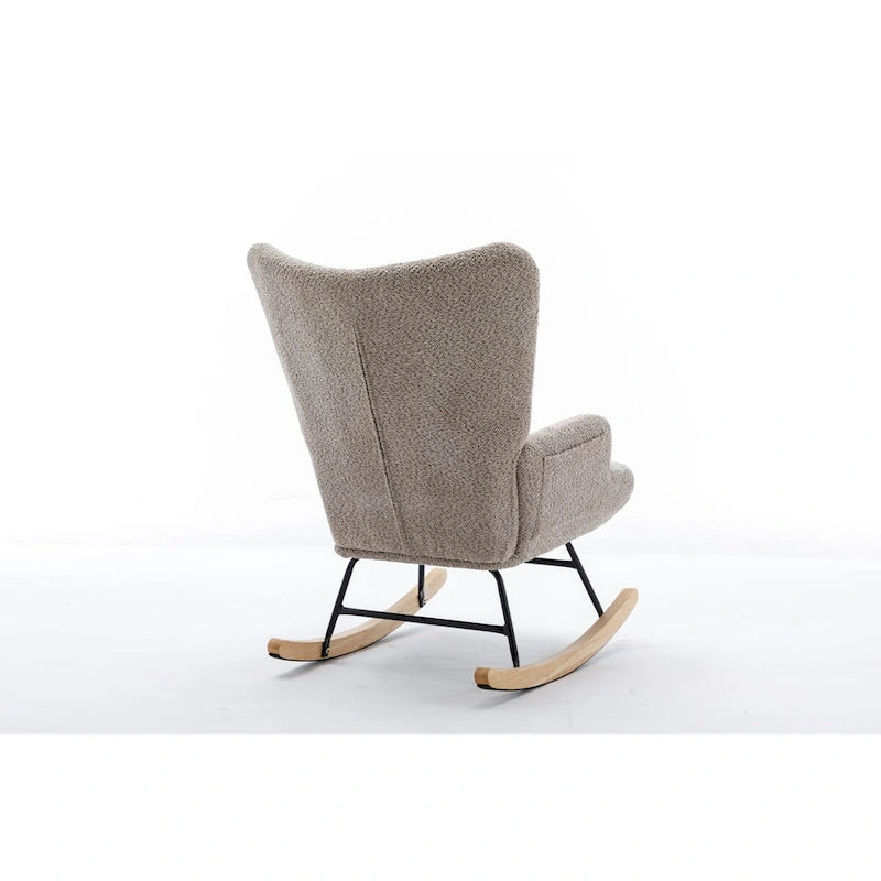 Fauteuil à bascule d'appoint capitonné patchwork avec dossier haut incurvé multicolore
