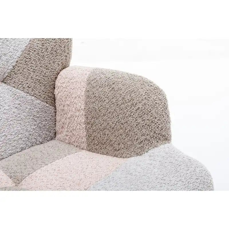 Fauteuil à bascule d'appoint capitonné patchwork avec dossier haut incurvé multicolore