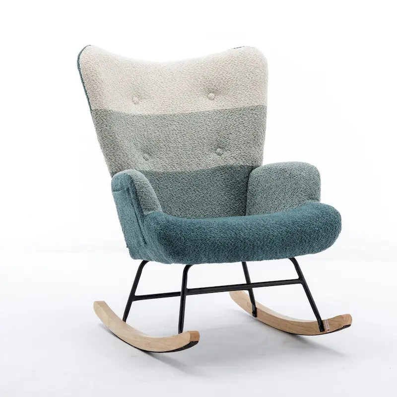 Fauteuil à bascule d'appoint capitonné patchwork avec dossier haut incurvé multicolore